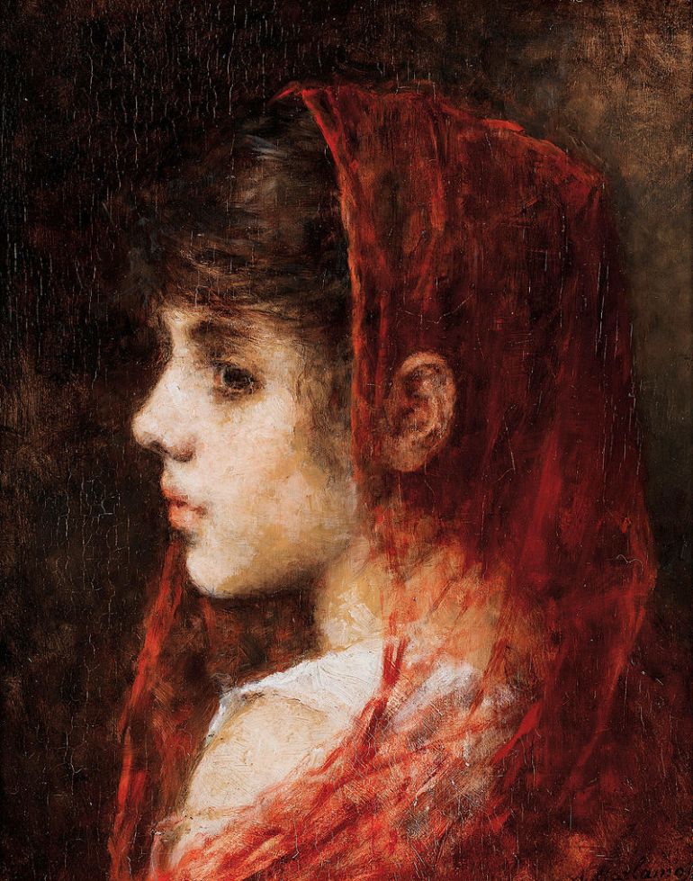 Alexei_Harlamov_-_Portrait_of_a_young_girl_with_a_red_veil